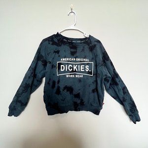 Dickies Blue & Black Tie Dye Cropped Crewneck Sweatshirt